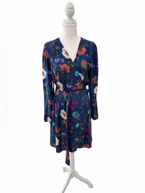 Essentiel Antwerp Floral Wrap Dress Belted Blue Multicolor Size 38